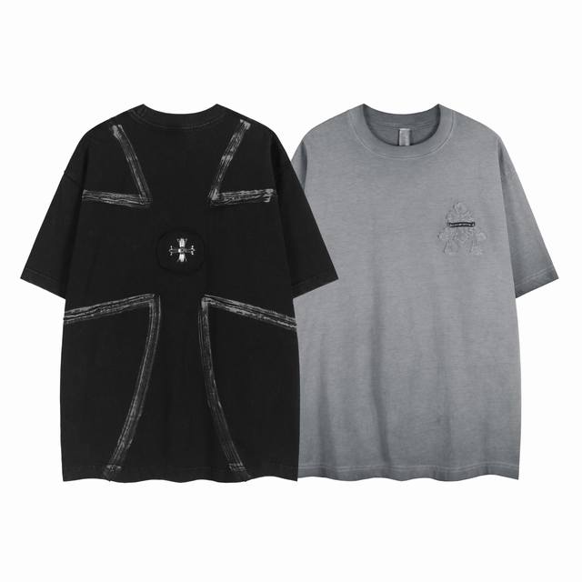 白底细节图 款号 9009-高端品质 25夏季最新款Choicehearts重工做旧拼接涂鸦五金短袖 颜色 做旧黑 做旧灰 尺码 S-Xl