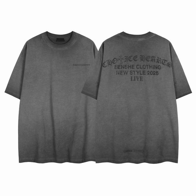 白底细节图 款号 06-高端品质 25夏季最新款Choicehearts重工做旧发泡印花短袖 颜色 做旧灰 尺码 S-Xl