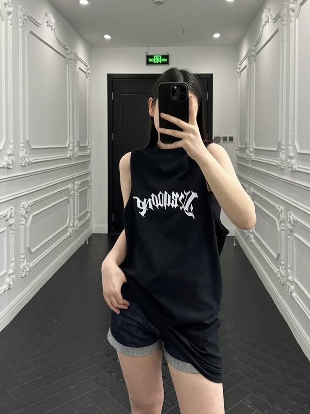 w124# we11Done官网24Ss梵文字母简约风印花无袖男女同款背心 购入原版打版起样 对标原版面料 版型 细节 重磅26支320克双纱精梳棉面料 颜色