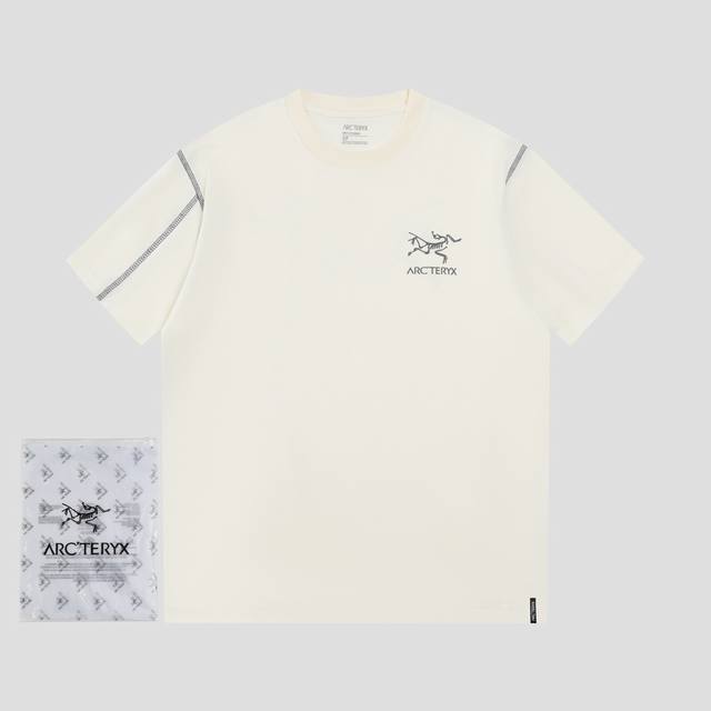 始祖鸟 Ayc Teryx 款号F777-4 Fw短袖T恤 小鸟字母Logo明线拼接印花 高端32S双纱280克面料 重磅面料 定制拉架罗纹同缸同染 三标齐全