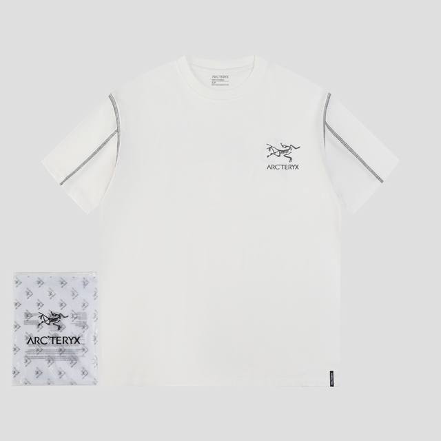 始祖鸟 Ayc Teryx 款号F777-1 Fw短袖T恤 小鸟字母Logo明线拼接印花 高端32S双纱280克面料 重磅面料 定制拉架罗纹同缸同染 三标齐全