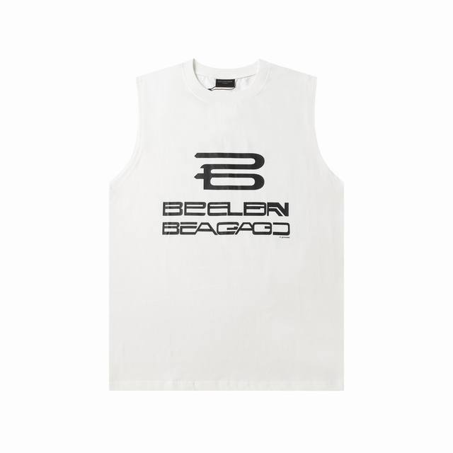 344款新款 高品质 Bal 巴黎世家 24Ss Ai合成 字母背心 巴黎首款Ai合成背心 整件破烂工艺处理 纯棉柔软面料 对色定染面料 超精细平网印花工艺 潮