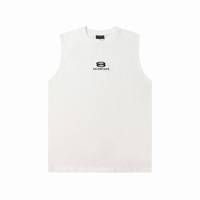 342款 新款 balenciga 巴黎世家 联名前后幅Ogo字母绣花加绣花背心 标准全身绣花技术 纯棉柔软面料 对色定染面料 超精细平网印花工艺 潮流感十足
