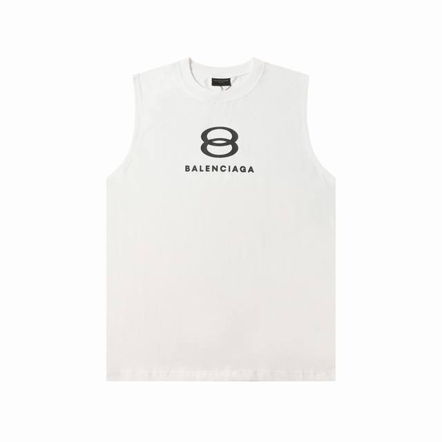 336款 新款 balenciga 巴黎世家 前后Logo字母印花背心 标准全身印花技术 纯棉柔软面料 对色定染面料 超精细平网印花工艺 潮流感十足 定染纯棉面