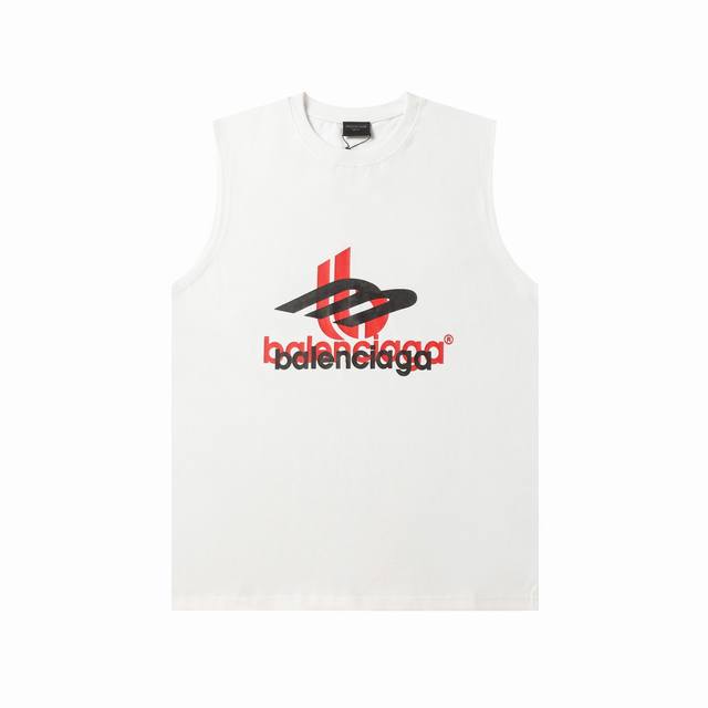 328款 新款 官网版本巴黎世家Balenciaga胶带印刷重影背心 .荧光黄.男女同款.宽松版本.240克双纱面料.350克罗纹.立挺.不变形. 颜色 黑色.