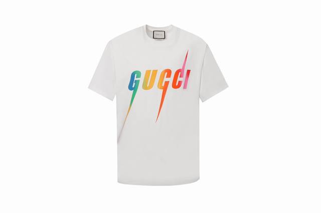 2415款 新款 高品质 guc 新款 闪电T恤 定制定染高克重原版面料 双纱纯棉面料245克 1-1工艺制作 宽松Oversize版型 欧版大版型 男女同款