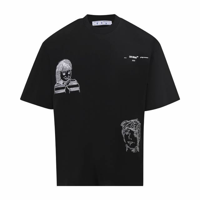 款号Of42 顶级版本 off-White经典爆款Ow20Ss男女孩人物刺绣短袖520情侣款T恤 oversize版型 最大码可穿到220斤左右 胖子也可以大胆