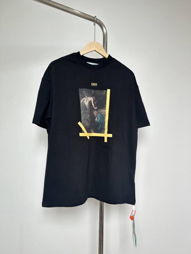 挂拍细节 款号Of26 顶级版本 off-White经典爆款Ow23Ss天使卡拉瓦油画金箭头短袖T恤 versize版型 最大码可穿到220斤左右 对体宽的大哥