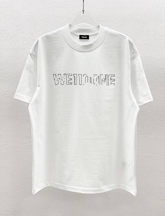 We11Done仿奥钻烫钻后下摆字母激光烧花 高版本完美还原 百搭 通勤 男女同款 白色 黑色 S M L Xl