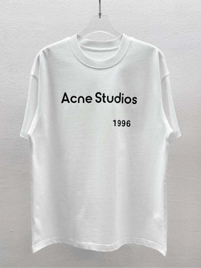 acne Studios圆领短袖T恤 数码直喷 面料定制定染 300克100%纯棉短袖 手感非常舒服 超级百搭好看的一款短袖 品质绝对保证 黑白色 男女同款 码