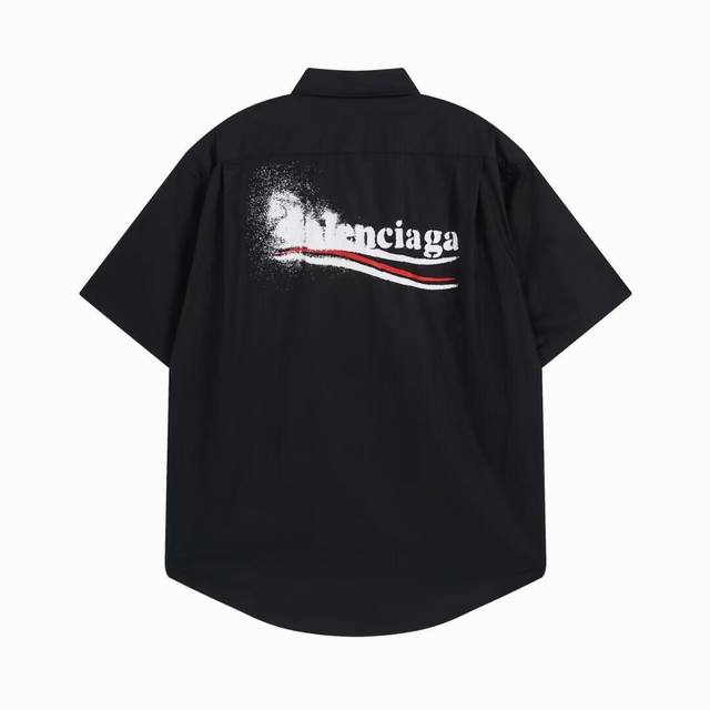 balenciaga涂鸦模糊可乐海浪衬衫短袖 可乐喷墨风 波浪可乐海浪经典恶搞涂鸦 新式Os裁剪设计,随意休闲的慵懒美感. 绝美的气质茧型款造就与众不同的造型气