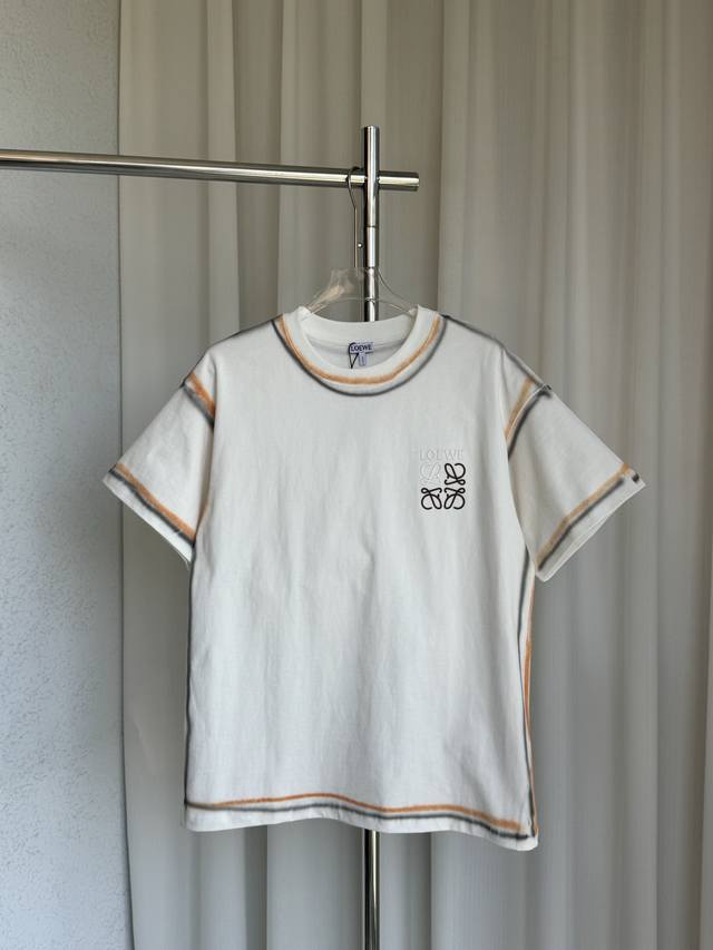 loewe 罗意威 2025新款 立体硅胶字母Logo 男女同款 短袖T恤 定制310克100 双纱纯棉面料 喷墨工艺 定染32支双股螺纹 领标吊牌主唛三标齐全
