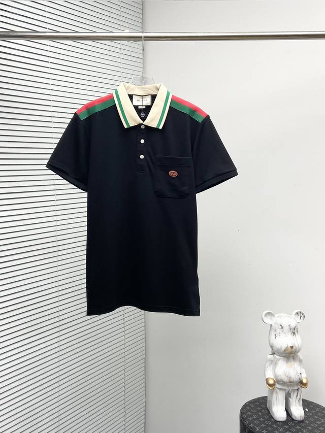 gucc1 春夏新款翻领polo衫 采用原版Zp一致定制纯棉珠地面料螺纹同缸定染零色差Yb一样克重250G独家品质区别通货欢迎对比码数M-3Xl