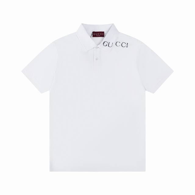 gucci 古驰 领子字母印花 纯色简约 升级 灵感源自八十年代复古 原版面料 官方同款 polo衫 定制 同缸染面料 手感非常舒服 春夏最新砖柜同步 时尚又个