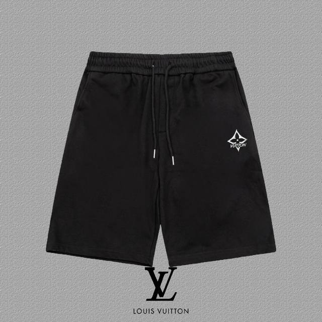 Lv 路易威登 经典字母刺绣短裤 爆款定制400克活性版纯棉面料 采用立体绣花工艺 立体清晰可见 面料舒适有质感五分裤 码数 S-Xxl 颜色 黑