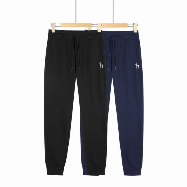 2717#哈吉斯刺绣卫裤长裤 颜色 黑色 深蓝色 尺码 M-Xxl 面料 350G纯棉毛圈