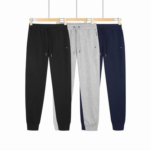 2715#Tommy汤米刺绣卫裤长裤 颜色 黑色 灰色 深蓝色 尺码 M-Xxl 面料 350G纯棉毛圈