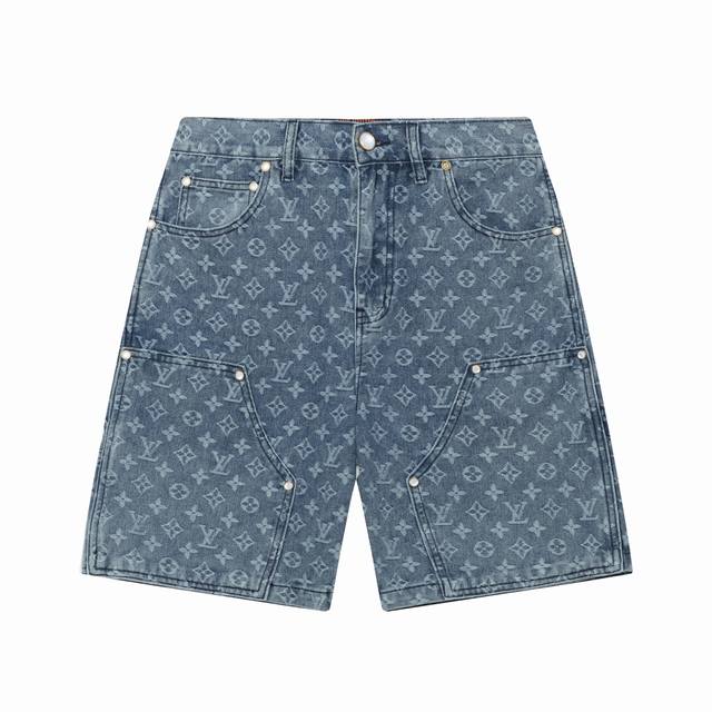 louis Vuitton 路易威登 25Ss暗纹老花满印提花牛仔短裤 原版开发斜纹全棉提花丹宁牛仔材质 提花图型大小间距相同 图形宽窄一致 质感十足 红外线激