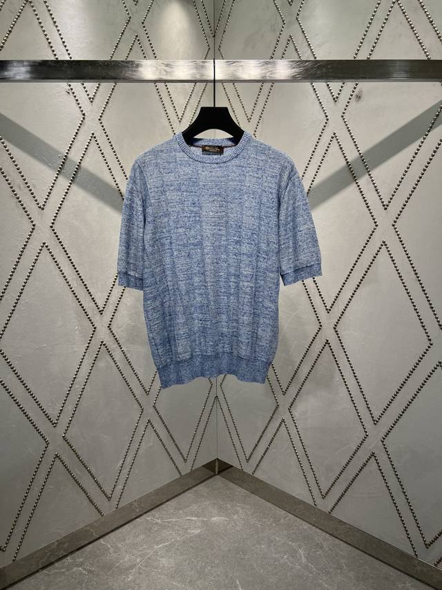 Lp 25Ss新款罗纹圆领短袖针织衫 男款 海水蓝 高版本 码数 S.M.L.