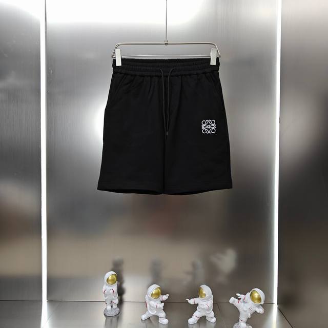 罗意威 Loewe 2025春夏新款短裤五分裤 定制专属400克重毛圈布纯棉面料 经典刺绣Logo工艺设计 颜色 黑色 尺码 S-2Xl