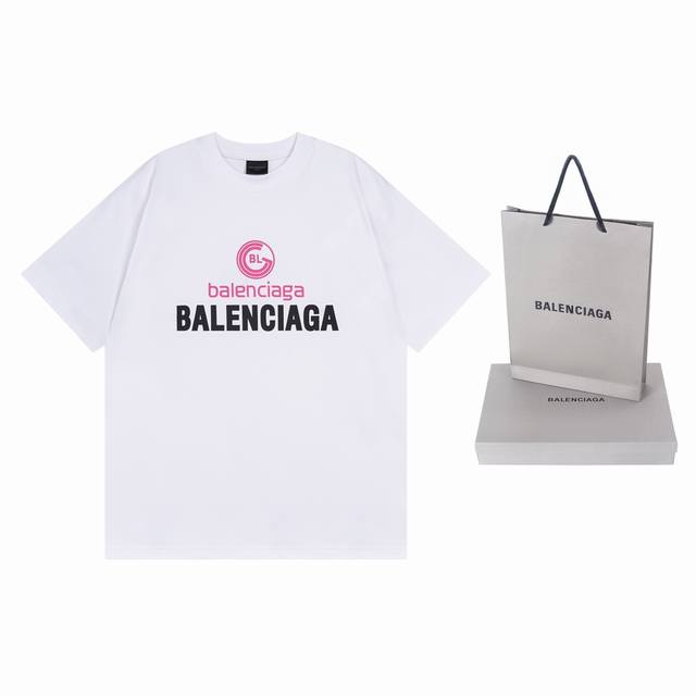 细节图 顶级版本.官网品质 Balenci*Ga 巴黎. 新款.新款Logo印花短袖T恤 砖柜同步.第一时间正品研制 欢印对比 面料采用巴黎Zp定织定染全棉双纱