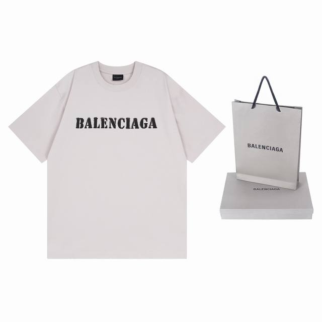 细节图 顶级版本.官网品质 Balenci*Ga 巴黎. 新款字母Logo印花短袖T恤 砖柜同步.第一时间正品研制 欢印对比 面料采用巴黎Zp定织定染全棉双纱