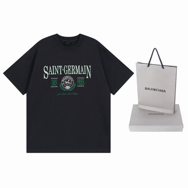 实拍图 顶级版本.官网品质 Balenci*Ga 巴黎.Ss24最新款 正面Logo艺术破坏拉裂印花短袖T恤.成衣水洗磨烂做旧.砖柜同步.第一时间正品研制 欢印