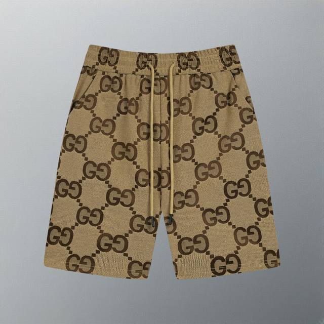 高版本 gu专柜同步 独家款 爆了夏季新款 定制提花双G面料 质量超A 男女同款 休闲短裤五分裤 颜色 卡其 绿 尺码 Xs~L
