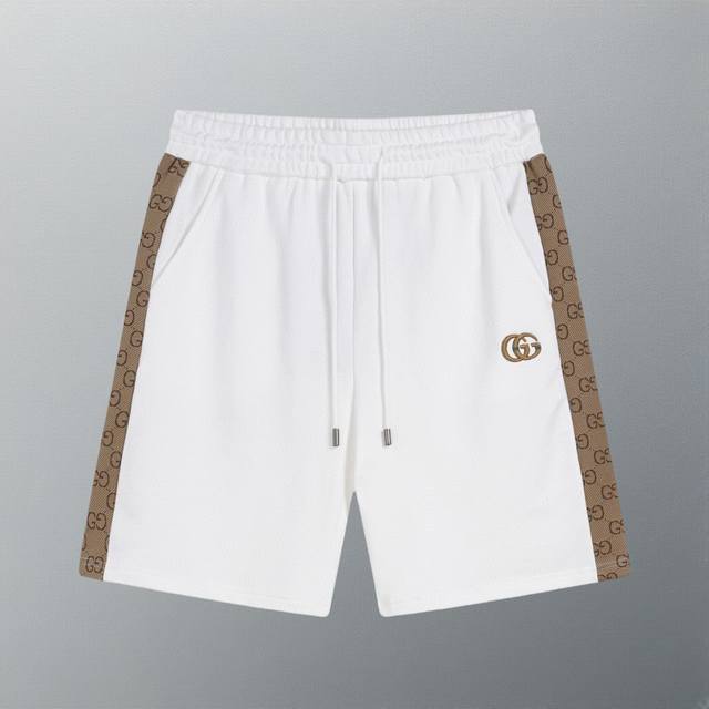 高版本 guccl 古驰 Ss新款针织短裤 定制面料 提花针织工艺 刺绣Logo 版型紧致立体 直条纹拼接 定制裤绳五金质感强 顺滑 上身舒适透气 凹凸有型的立