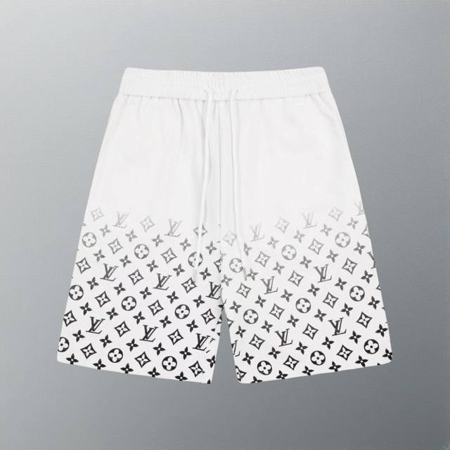 高版本 louis Vuitton Fall 春夏联名系列 老花满印渐变短裤 定织定染纯棉毛圈 克重360G面料 采用手工丝网印花工艺 无惧起皮脱落 全套包装