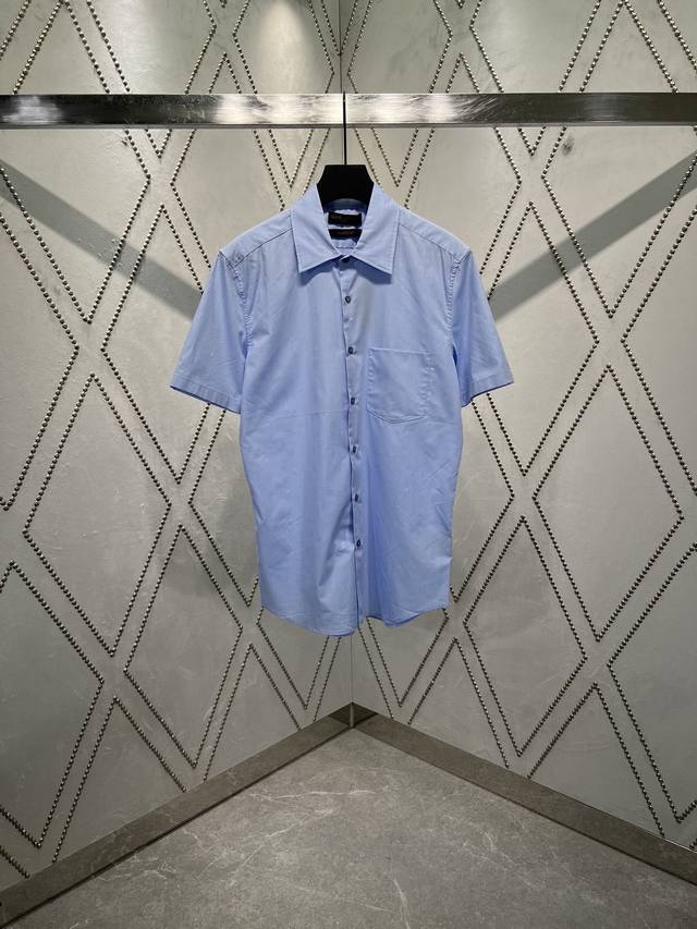 驴家 25Ss新款细条纹提花尖领纽扣短袖衬衫 高版本 码数 S.M.L.Xl.