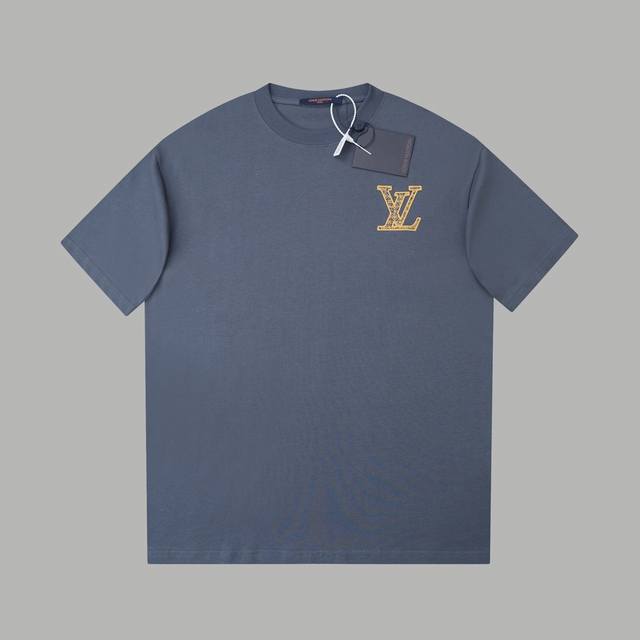 LV 25Ss早春新款 彩色刺绣Lv字母短袖 轻奢主义 男女日常通勤穿搭必备单品 正确版本 欢迎对比 详细特征 320克 % 纯棉双纱汗布面料 同缸定染特种加粗