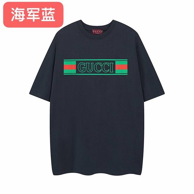 全年有货不下架 gucci古奇2025春夏印花圆领短袖T恤采用260克双纱精棉 衣服偏厚使整体高透气和柔软性 高版本 三标齐全 男女同款采用24S特纺紧密棉面料