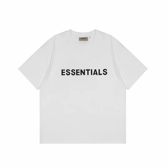 白色 顶级版本Fear Of God Fog Essentials 复线黑标硅胶男女情侣明星同款宽松纯棉透气短袖T恤 fog宽松的版型设定 喜欢宽松的 正常选择