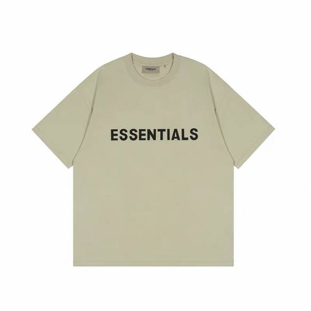 牛油果绿 顶级版本Fear Of God Fog Essentials 复线黑标硅胶男女情侣明星同款宽松纯棉透气短袖T恤 fog宽松的版型设定 喜欢宽松的 正常