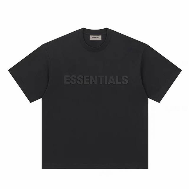 青黑色 顶级版本Fear Of God Fog Essentials 复线黑标硅胶男女情侣明星同款宽松纯棉透气短袖T恤 fog宽松的版型设定 喜欢宽松的 正常选