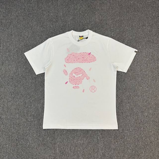 Xx118 Bape Ss25Sakura樱花系列 猿人樱花图案徽标短袖280克克重麻棉面料 情侣款 S-Xxl 黑色 白色