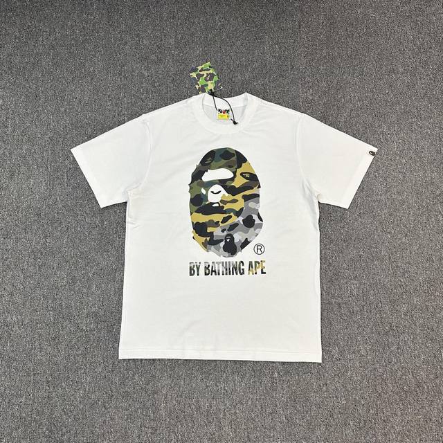 Xx109 Bape Ss25 1St Camo系列 混合颜色猿人印花圆领短袖280克克重麻棉面料 情侣款 S-Xxl 黑色 白色