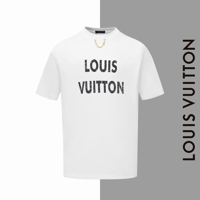 款号#Z18 lv破旧字母项链圆领短袖 louisvuitton官网一致款式 面料 32支双纱280克纯棉面料 同缸同色织染螺纹 颜色一致 工艺 白墨直喷字母印