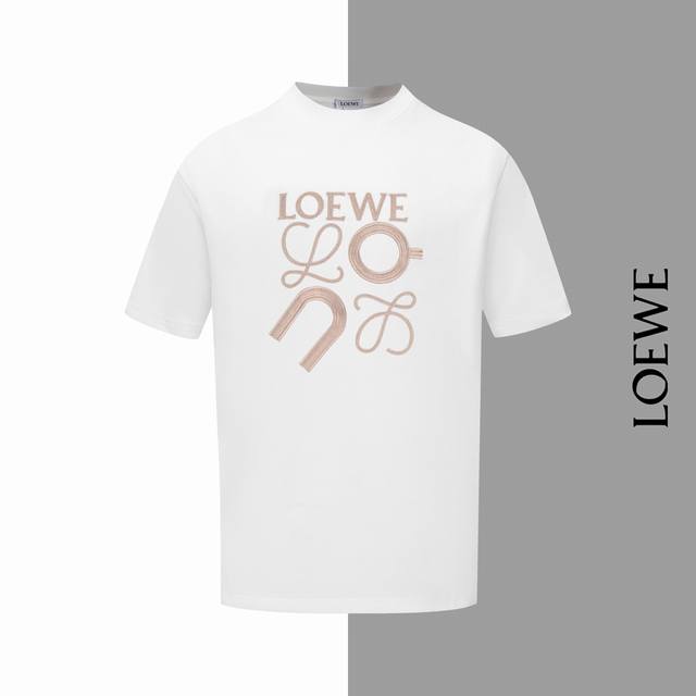 款号#Z12 罗意威新款大标粉色刺绣圆领短袖 loewe官网一致款式 面料 32支双纱280克纯棉面料 同缸同色织染螺纹 颜色一致 工艺 前片进口机器粉色大标万