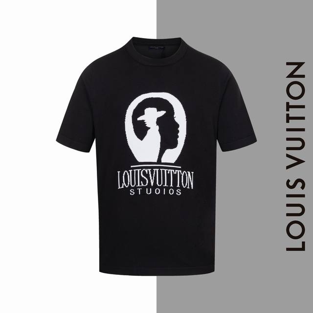 款号#Z151 lv 黑白头像图标针织短袖 louisvuitton 官网一致款式 面料 仿羊毛精品纯棉针织 同缸同色织染螺纹 颜色一致 配套 三标齐全 纸板