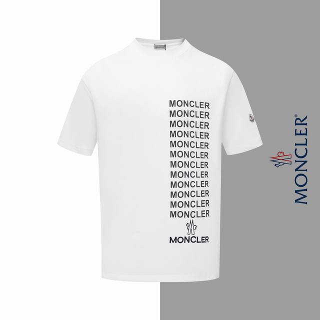 款号#Z117 蒙口排列字母印花刺绣小标圆领短袖 monler官网一致款式 面料 32支双纱280克纯棉面料 同缸同色织染螺纹 颜色一致 工艺 进口机器饱满刺绣