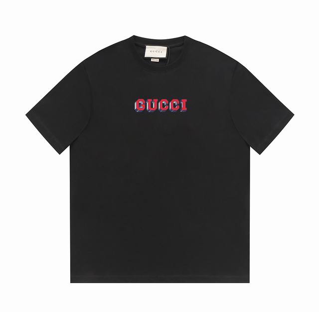 Gucci古驰24Ss早春系列 G家3D立体英文标语Logo -采用双纱纯棉250G 面料颜色定制定染 不缩水不退色 手感舒服 质感超强全套辅料.潮男潮女必备经