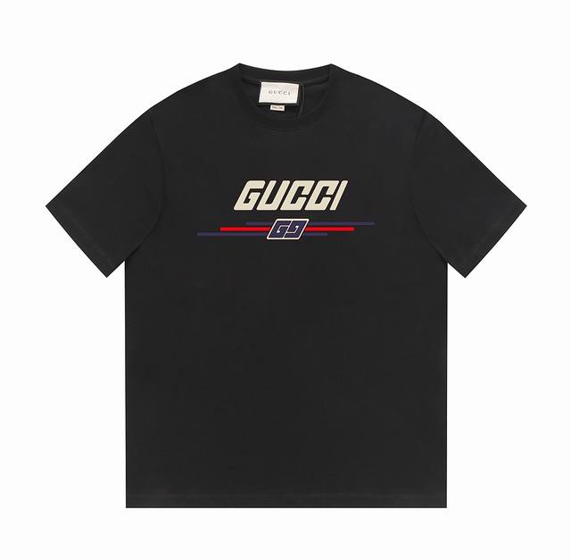 gucci古驰24Ss早春系列 G家不规则线条设计Logo -采用双纱纯棉250G 面料颜色定制定染 不缩水不退色 手感舒服 质感超强全套辅料.潮男潮女必备经典