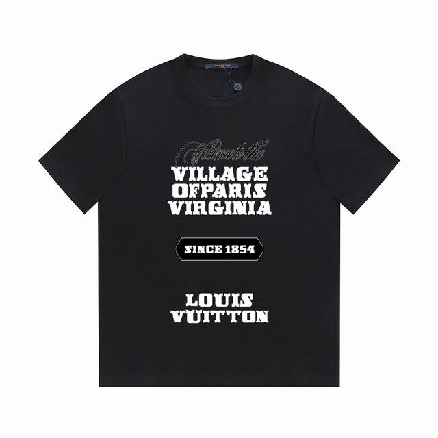 Lv24春夏系列 Louis Vuitton艺术字体图案Logo -采用双纱纯棉250G 还原Lv经典反袖做法 三标齐全 面料颜色定制定染 不缩水不退色 手感舒