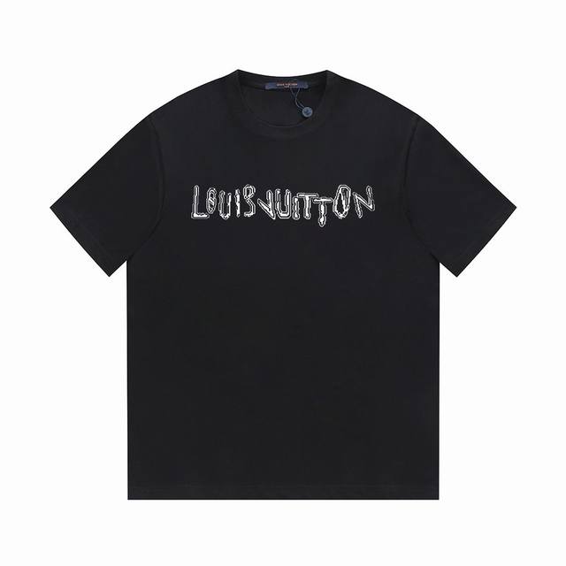 Lv24春夏系列 Louis Vuitton不规则标识经典Logo -采用双纱纯棉250G 还原Lv经典反袖做法 三标齐全 面料颜色定制定染 不缩水不退色 手感