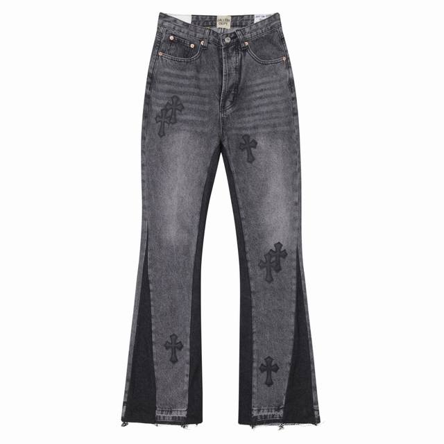款号 D218 gallery Dept & Chrome Hearts 克罗心联名 拼接十字架宽松水洗喇叭牛仔裤 真实还原Vintage极致质感 原版五金辅料