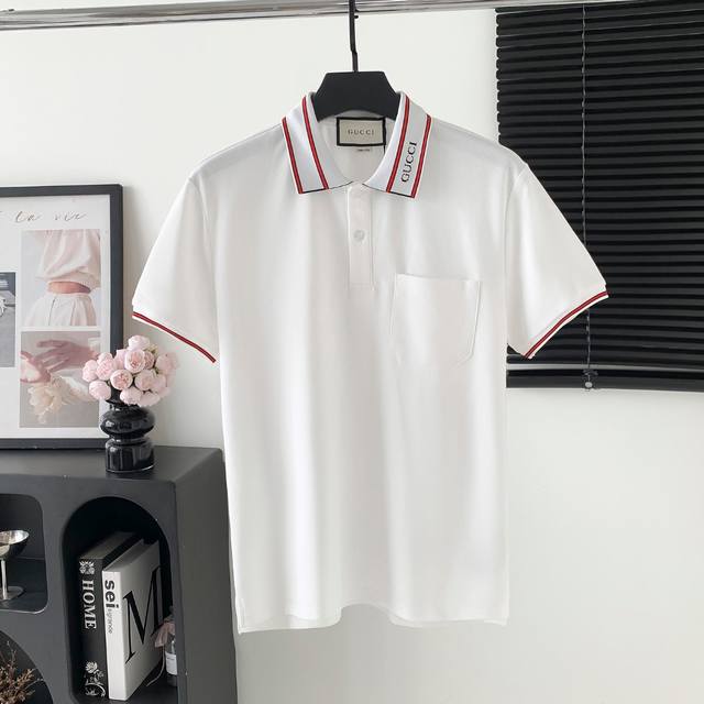 款号 M162 guccl古驰Logo polo短袖 logo标识精致 原版面料 官方同款 polot恤 此款polo衫选用客供进口230G纯棉100%密织珠地