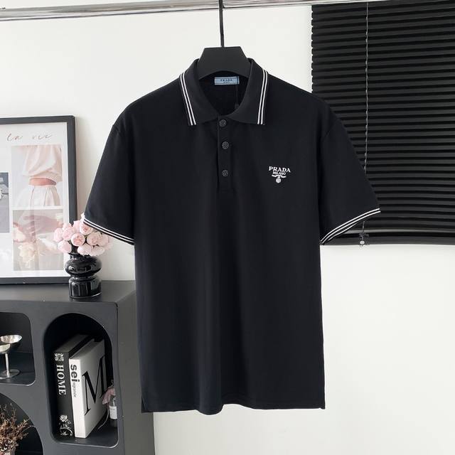 款号 M161 普拉达prada Logo polo短袖 logo标识精致 原版面料 官方同款 polot恤 此款polo衫选用客供进口230G纯棉100%密织