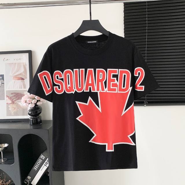 款号 W852 d2枫叶 Dsquared2 Logo字母印花短袖 logo标识精致 原版面料 官方同款 短袖T恤 定制280克同缸染纯棉双纱面料 手感非常舒服